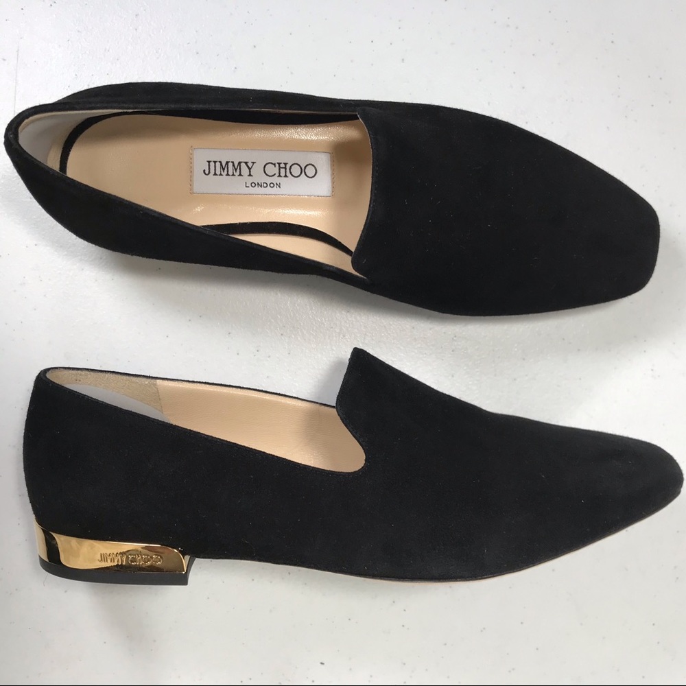 Jimmy Choo black suede flat shoes